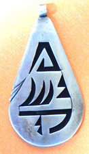 NOS Jerry Nelson Navajo Sterling Silver Pendant (Signed) 2 1/4" x 1 1/4"