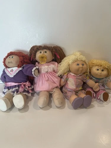 Cabbage Patch Kids Vintage Lot Of 4 Wearing Mostly Authentic CPK Clothing/Shoes