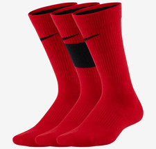 Nike Elite Dri Fit Crew Socks - CW6063 657 - University Red / Black - S 3Y-5Y 