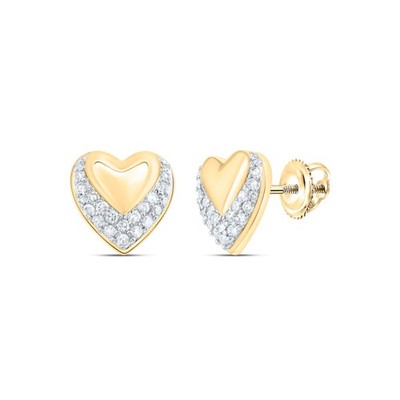 Doppelherz-Ohrstecker 0,26 kt natürlicher Diamant 10 kt Gelbgold