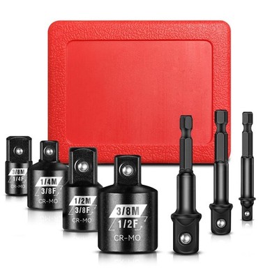 7PCS Impact Socket Adapter Set, 1/4'' 3/8'' 1/2'' SAE Drill Socket Adapter Set, ...