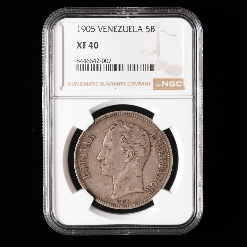 Venezuela - 5 Bolivares - 1905 - NGC XF 40 - Silver .900