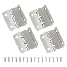 4 Pcs Tri Fold Hinge Half-Surface Hinges Three Folding Hinges with Screw Silver