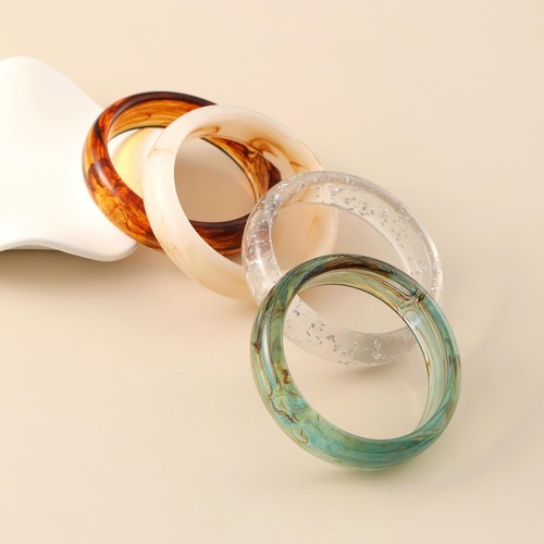 Round Resin Acrylic Bangle Bracelet for Women, Statement Chunky Wide or Slim Pla - Picture 3 of 7