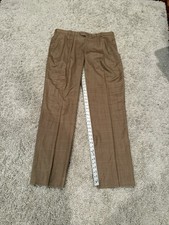 NWT Vintage Berle Kahki Windowpane Mens size 42 100 Worsted Wool Pant Unhemmed