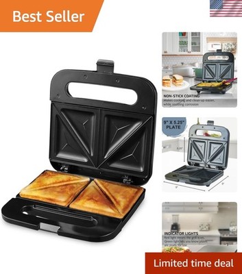 Compact 750W Electric Sandwich Maker with Non-Stick Plates for Quick Meals