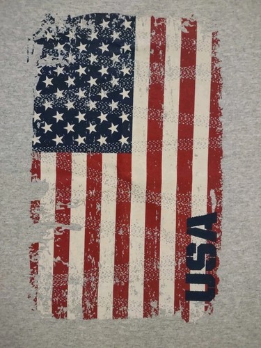 Boy's Gray Cotton T-shirt, Flag USA Graphic, Short Sleeve, Youth Medium, New - Picture 3 of 8
