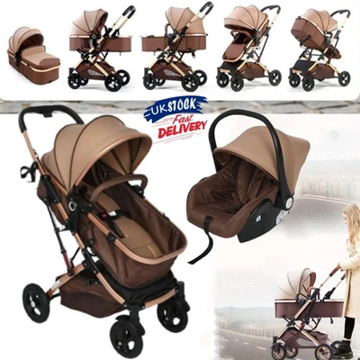 3 in 1 Pram Newborn Baby Buggy Set Travel System Car Seat Folding Pushchair UK