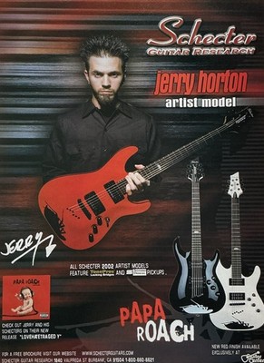 2002 Jerry Horton of Papa Roach for Schecter Guitar Research Full Page Print Ad