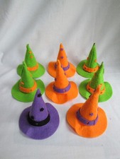 Vintage Lot of 8 Felt Halloween Witch Hats, 3...