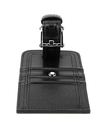 MONTBLANC 105257 LIFESTYLE ACCESSORIES LUGGAGE TAG BLACK LEATHER 3 RINGS MOTIF - Picture 3 of 7