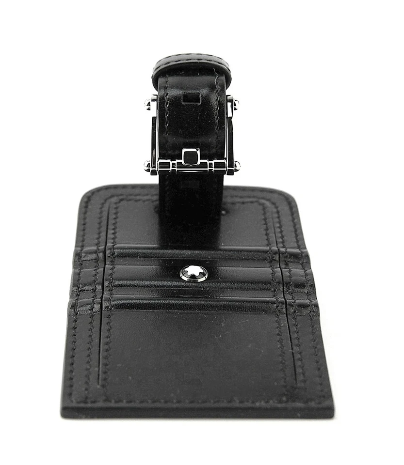 MONTBLANC 105257 LIFESTYLE ACCESSORIES LUGGAGE TAG BLACK LEATHER 3 RINGS MOTIF - Image 3 of 4