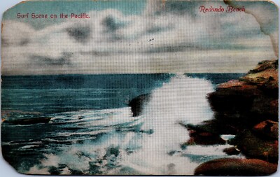 1912 Surf Scene Redondo Beach Worlds Fair Expo Exhibit Postcard Germany