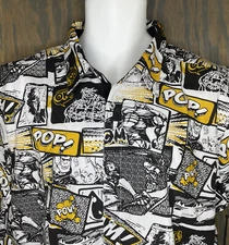 CR-24 Pop Art Comics Shirt Mens Size L Yellow Black Chrome Edge NWT $96