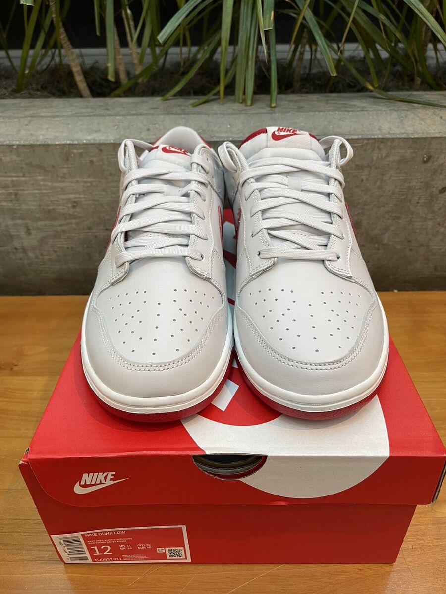 NEW Nike Dunk Low Vast Grey/Varsity Red-White Men's Size 12 NEW Nike Dunk Low Vast Grey/Varsity Red-White Men's Size 12