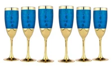 Glasstar GS24468 "Stone + Cobalt" 5.5 oz Champagne Glasses 170 ml Set of 6