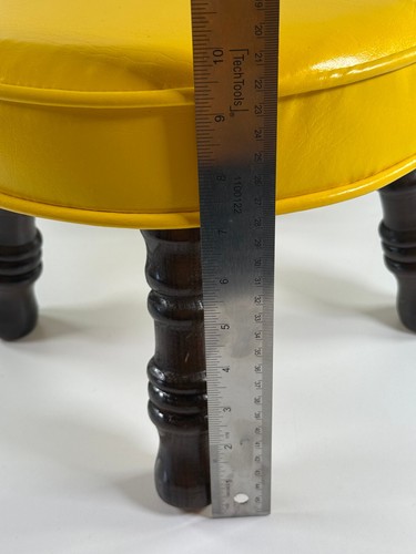 vtg 1985 Dyer Retro Yellow Vinyl Wood Footstool in Original Box stool - Picture 14 of 15