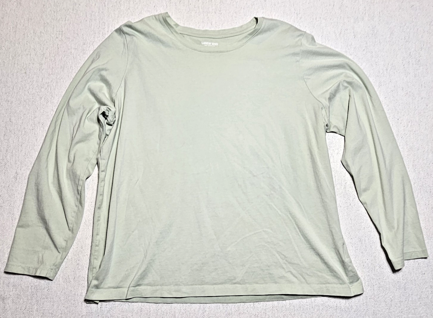 Lands End Womens XL Relaxed Fit Lime Green Long Sleeve Cotton Top