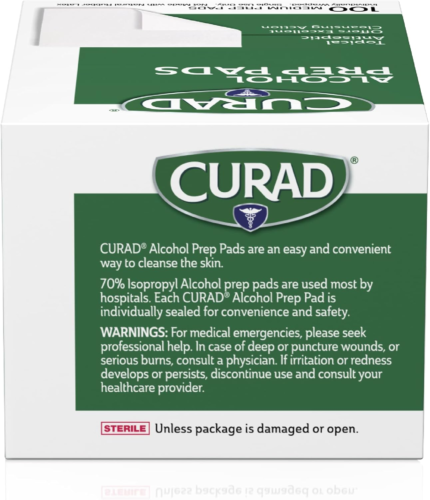 Curad Alcohol Prep Pads Swabs Wipes - 4Box 400 Counts Isopropyl Wipes Thick Pad. - Picture 2 of 7