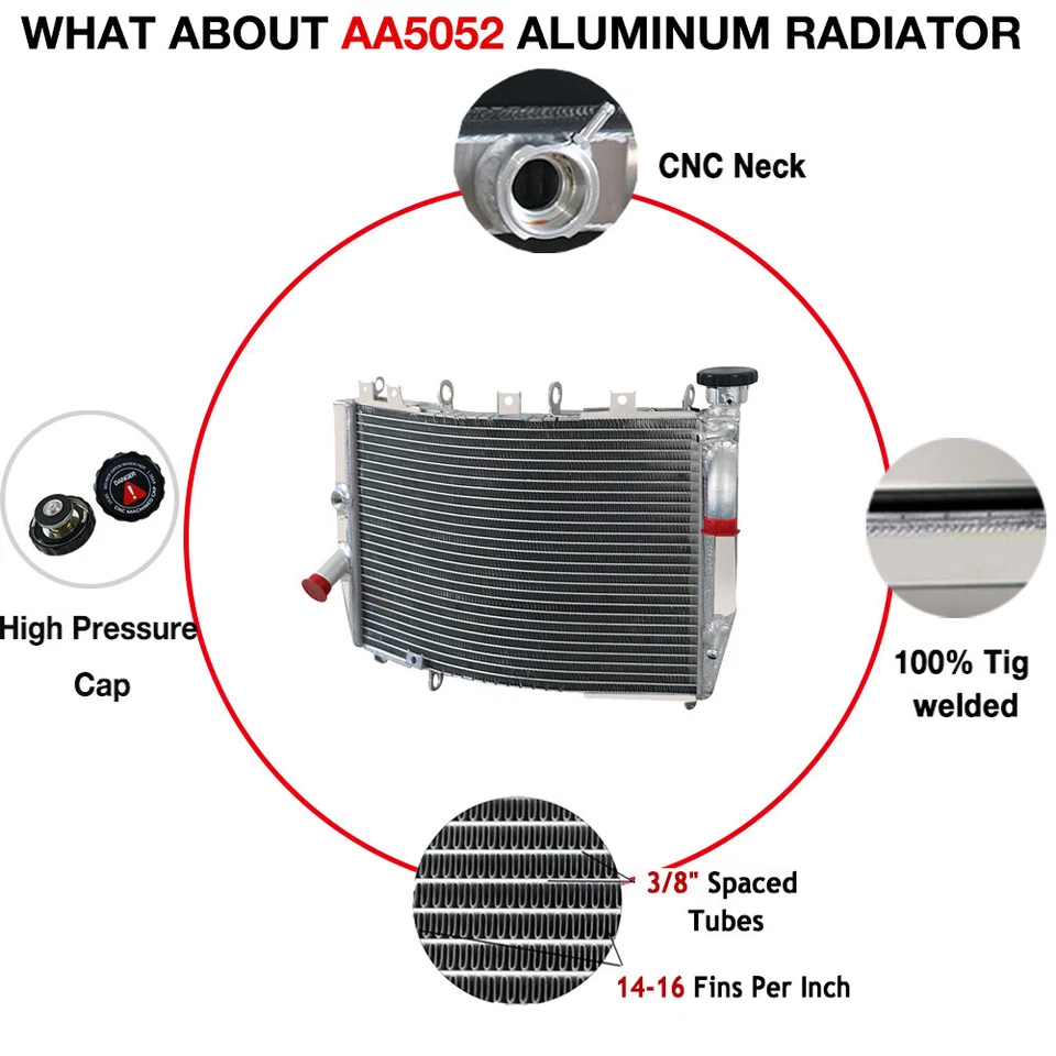 Radiador de aluminio para Kawasaki Ninja ZX-9R ZX900 1998-2003 #39061-1248 Foto 3 de 4