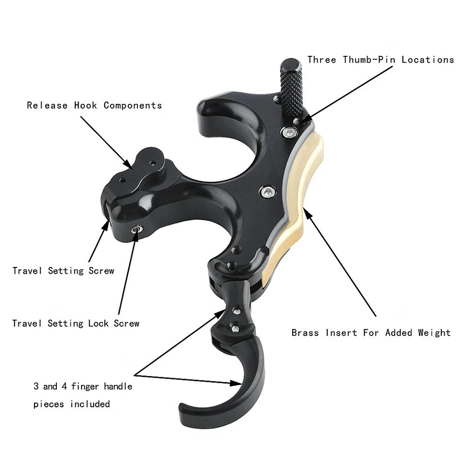 Compound Bow Release Aid Back Tension 3 4 Finger Grip Thumb Trigger Archery Hunt - Image 2 of 4