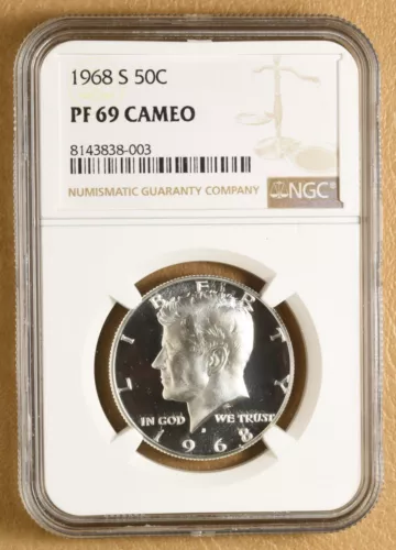 1968 S Proof Kennedy Silver Half Dollar NGC PF 69 Cameo