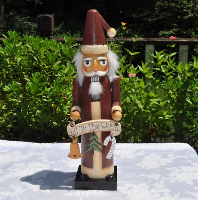 Wooden Nutcracker Wise Man Bearing Joy Greetings 14'' Festive Classic Decoration