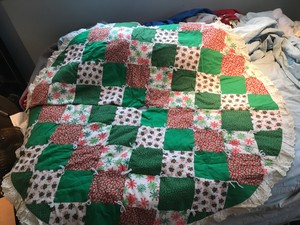 Handcrafted Christmas Tree Skirt Quilted 58”