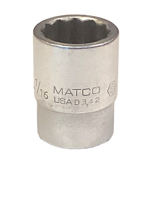 Matco Tools USA D342 3/4  Drive 1-1/16  12 Point Shallow SAE Chrome Socket NICE