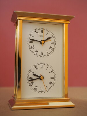 NEW KIENINGER CLASSIC SOLID BRASS DUAL TIME ALARM CLOCK