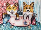 Pembroke Welsh Corgi Honeymoon Suite Dog Art 5x7 Print Collectible Artist Ksams