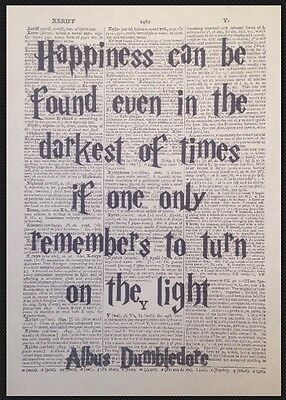 Dumbledore Quote Harry Potter Vintage Dictionary Print Picture Art Happiness Ebay