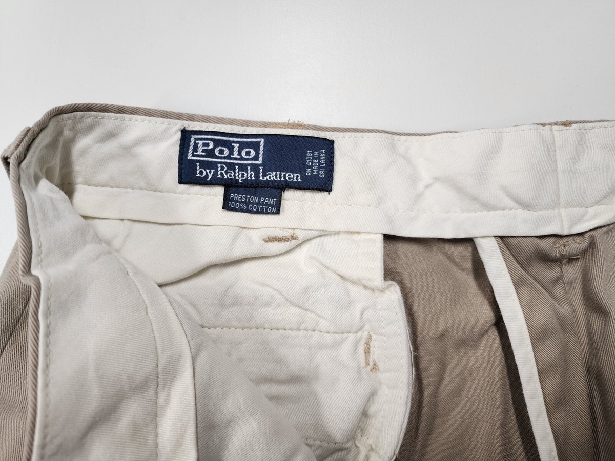 Polo Ralph Lauren Preston Pant Beige Flat Front Men's 36x30 | eBay