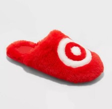 Wondershop Adult Womens Mens Bullseye Scuff Slippers Red L W 9/10 M 7/8