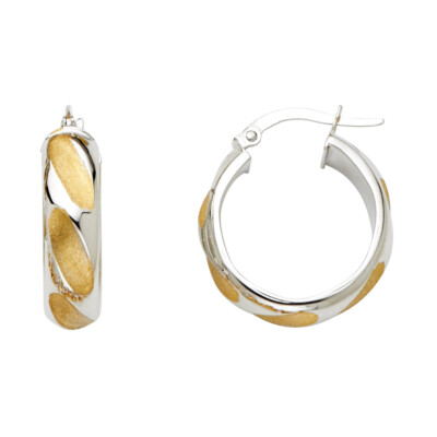 GOLD - 14K zweifarbige 6 mm hohle Creolen für Damen