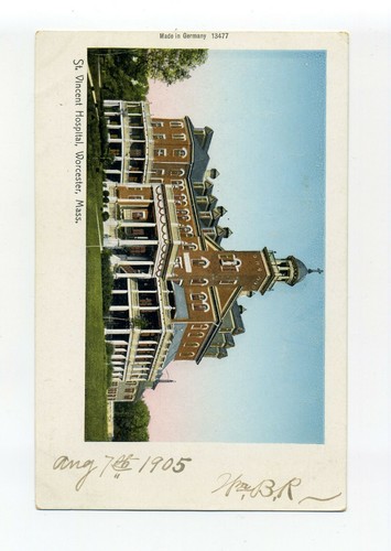 Worcester MA Mass antike Postkarte, Kupferfenster, St Vincent Hospital, 1905 - Bild 2 von 3