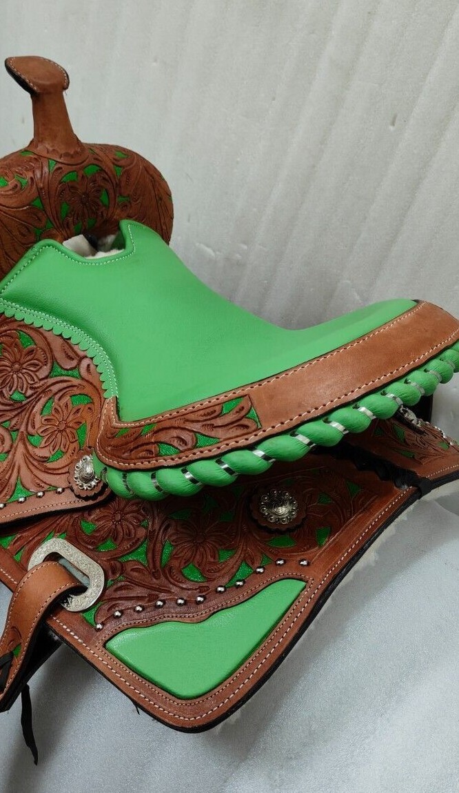 Horse Tack - Green Western Saddle Bag Case Carrier