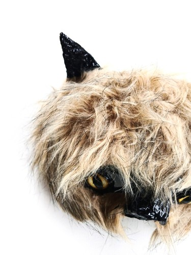 Furry Animal Mask With Eyes - Handmade One of a Kind Wearable Cat - Picture 8 of 9