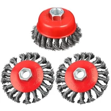 4” Wire Cup Brush 3-Pack – Coarse Twisted Wire for Angle Grinder – Free Shipping