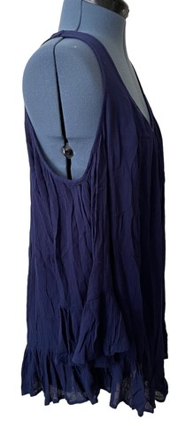 Neu mit Etikett Live & Let Live blau schulterfrei Lagenlook Tunika Whimsigoth Boho Strand 1X - Bild 3 von 8