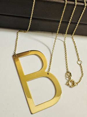 18K (au750) saudi gold 本物ゴールド 18K 18Ct 750 Real Fine Saudi Gold 16.5”/ 17.5” long Letter M