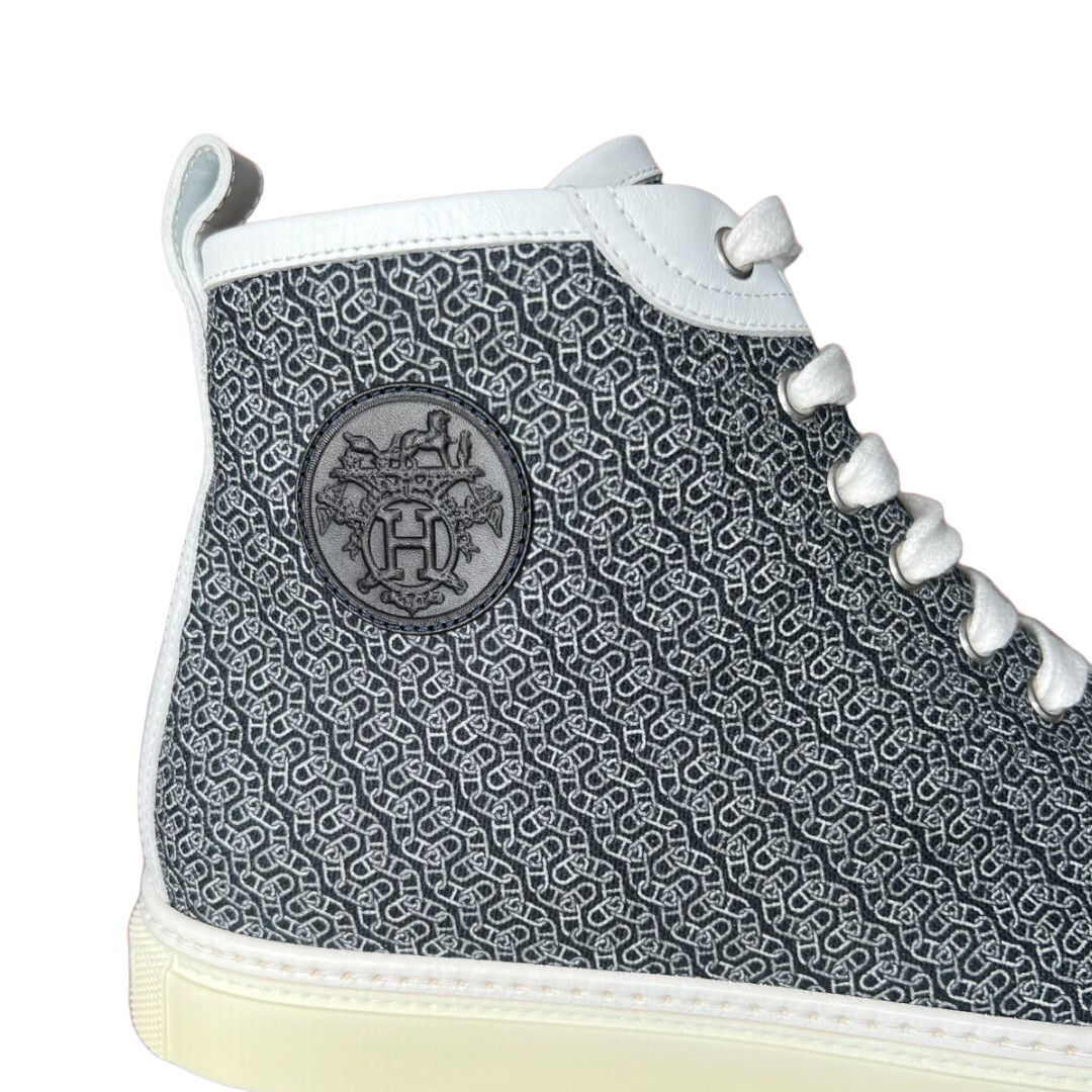 Hermes Sport Jimmy Toile Chaine d'Ancre High Top Sneaker EU Size 45 Shoes image 4