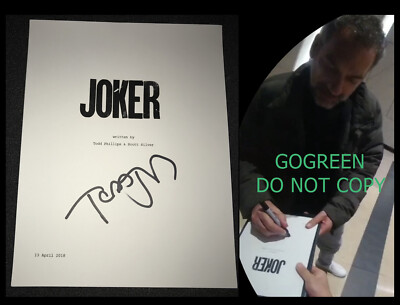 Todd Phillips signed Joker script screenplay photo proof poster DC Comics oscars