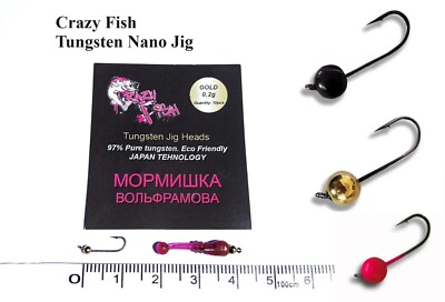 CRAZY FISH Tungsten Jig Head 0.14g - 0.75gr Colors Spinning Micro Nano Jig