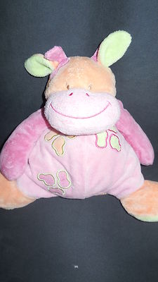 GM doudou peluche vache girafe rose orange DOUKIDOU 24cm