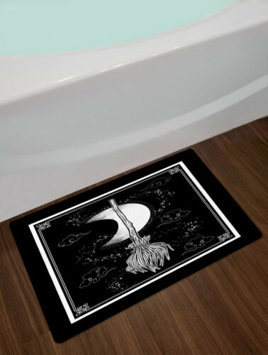 Black Witch Magic Broom Halloween Shower Curtain