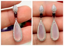 Silver Pendant Earring Rose Quartz Garnet Natural Gems Solid Sterling With Chain