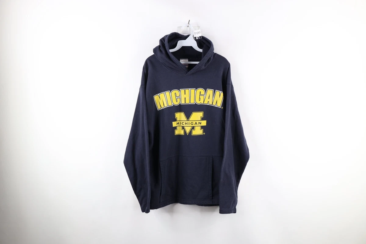 Vintage 90s Mens Medium Distressed University of Michigan Hoodie