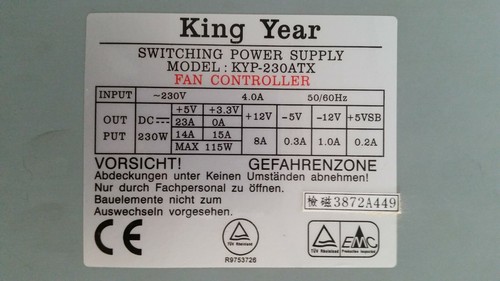 Universal PC Netzteil King Year KYP-230ATX WT 230 W 4,0 A
