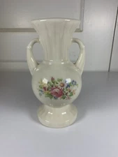 Vintage Floral Two-Handled 6" Vase